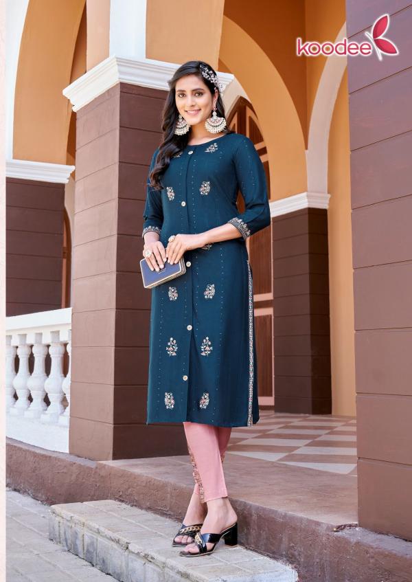 Koodee Naveli Vol 1 Rayon Fancy Kurti With Bottom Colletion